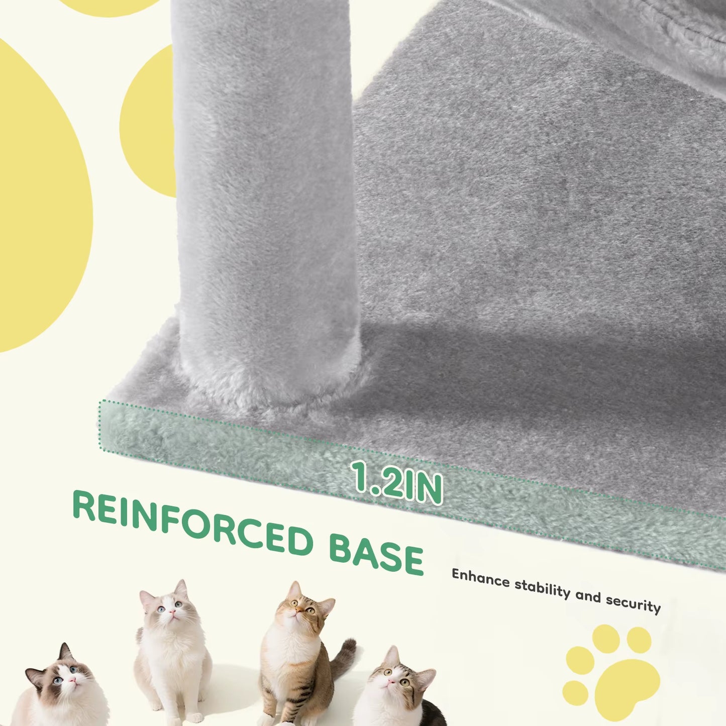 44In Tall Multi-Cat Climbing Cat Tree Tower for Pet Furniture Natural Sisal Scratching Posts Stable Pet House for Indoor Cat
