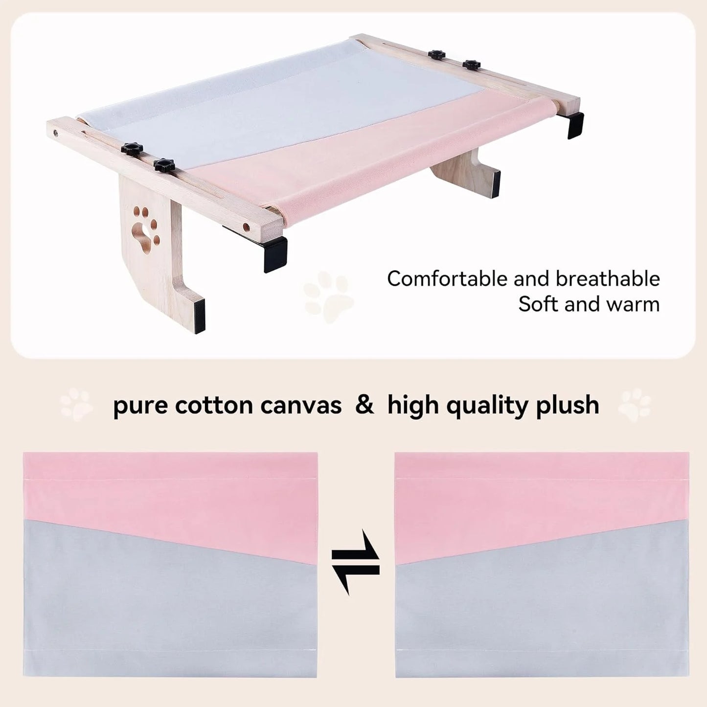 Cat Window Hammock,Cat Window Perch,Cat Window Bed,Easy to Adjust Cat Hammock for Window, Bedside,Drawer and Cabinet