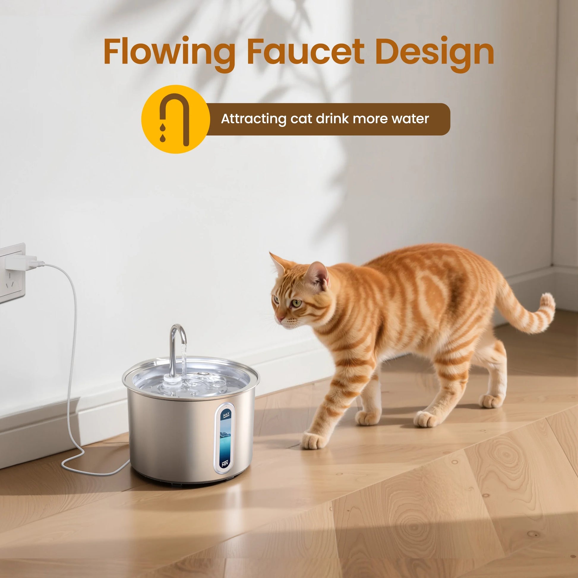 Whisker Bark Haven – Stainless-Steel Cat Water Fountain (2L, Quiet & Hygienic Design)