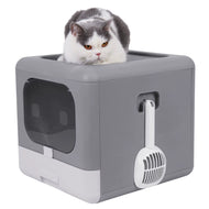 Whisker Bark Haven – Enclosed Cat Litter Box with Scoop (Odor-Control & Easy Clean Design)