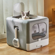 Whisker Bark Haven – Enclosed Cat Litter Box with Scoop (Odor-Control & Easy Clean Design)