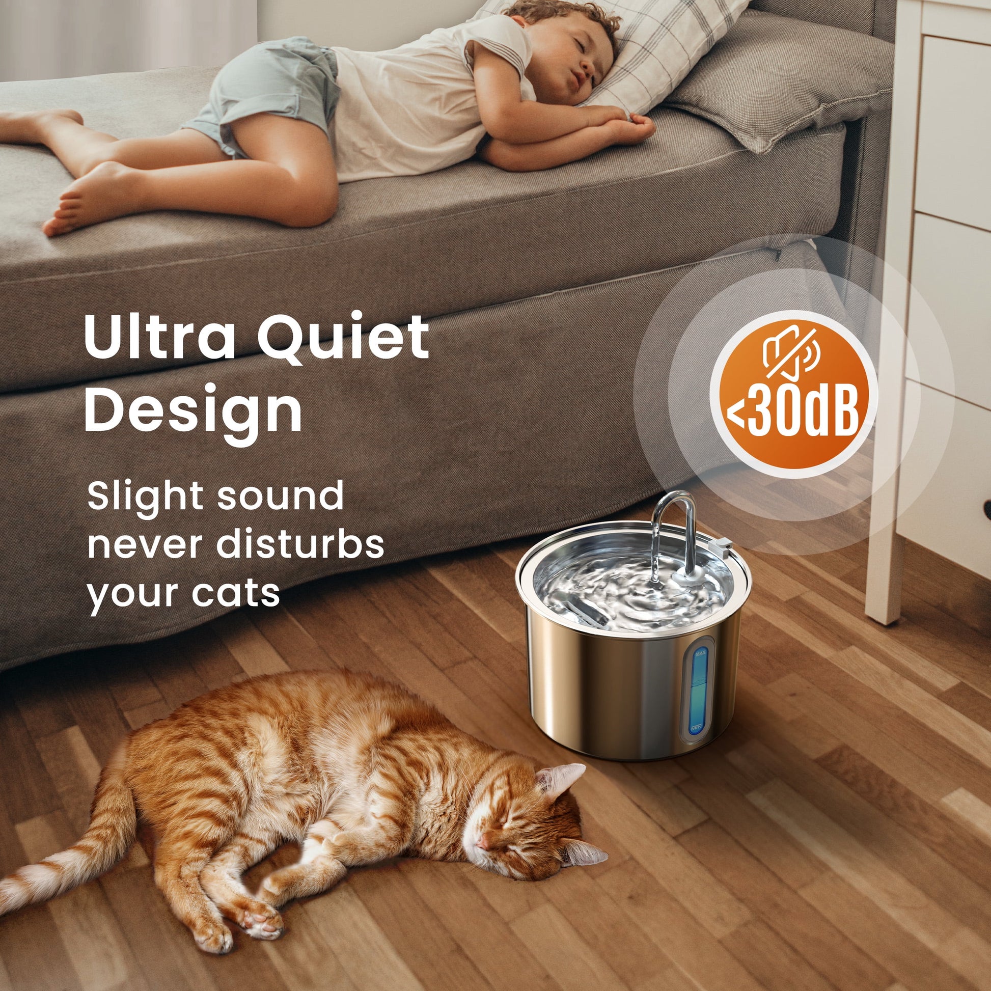 Whisker Bark Haven – Stainless-Steel Cat Water Fountain (2L, Quiet & Hygienic Design)