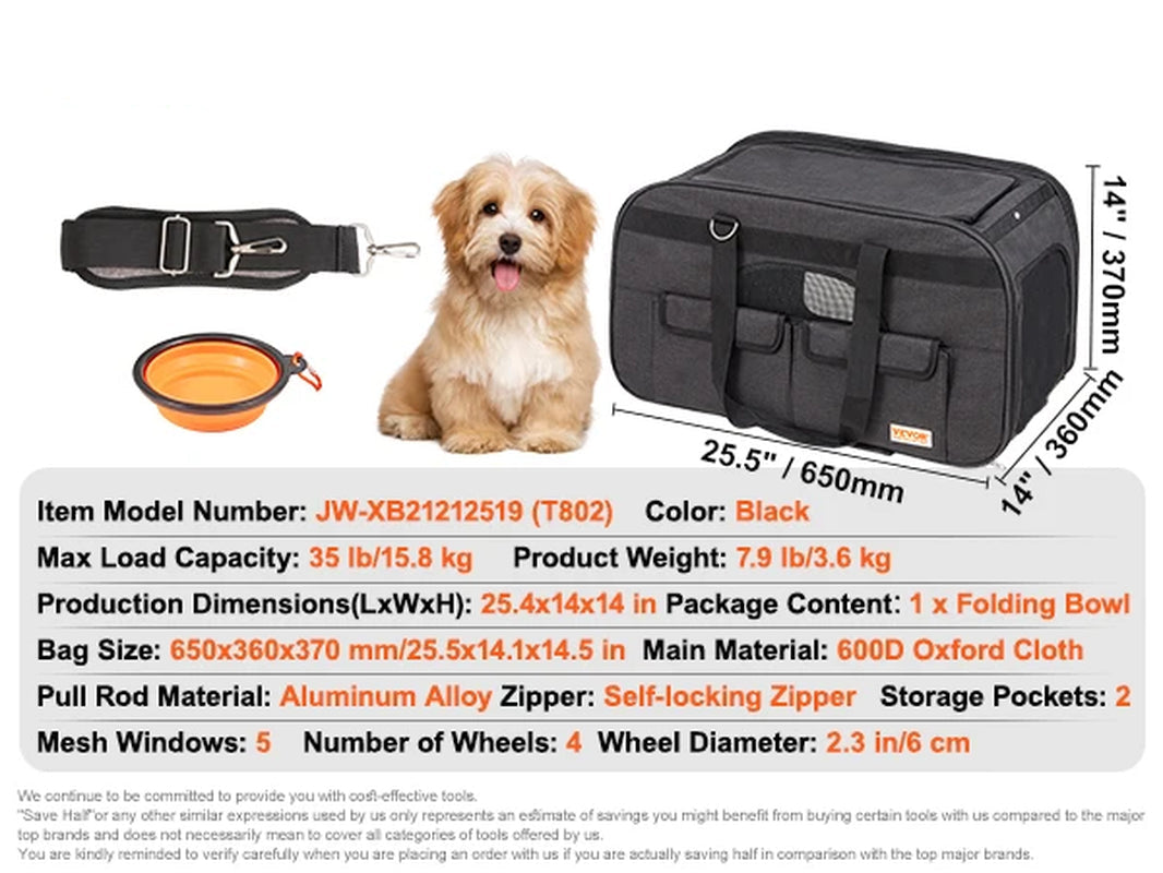 Whisker Bark Haven – Travel Cat & Small Dog Carrier Backpack with Wheels (Ventilated & Airline-Approved)