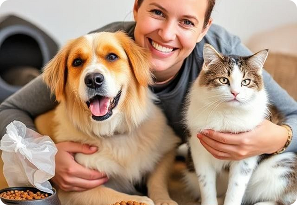 A friendly cat and dog