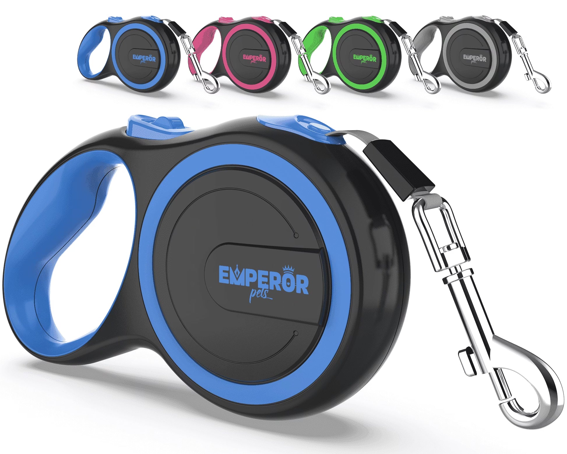 Retractable Dog Leash, 16 Ft, Heavy Duty, for Large Dogs up to 110 Lbs, Blue