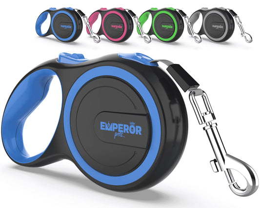 Retractable Dog Leash, 16 Ft, Heavy Duty, for Large Dogs up to 110 Lbs, Blue