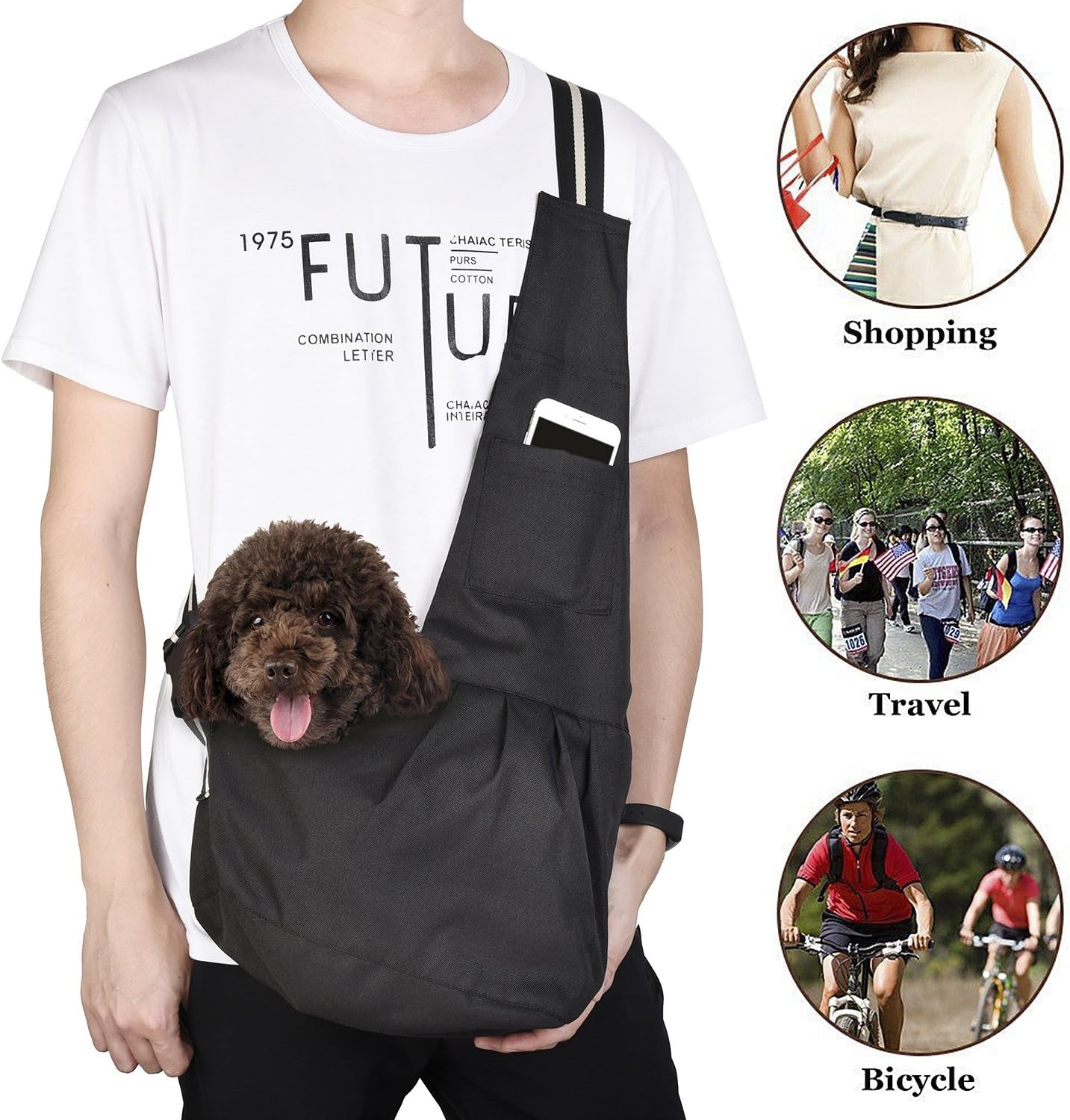 Small Pet Dog Cat Sling Carrier Bag, Adjustable Hands-Free Pet Sling Oxford Cloth Carriers Papoose Bag for Suitable for Puppy, Small Dogs, and Cats for Outdoor Travel