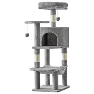 Whisker Bark Haven – 44” Multi-Level Cat Tree Tower with Scratching Posts & Hammock