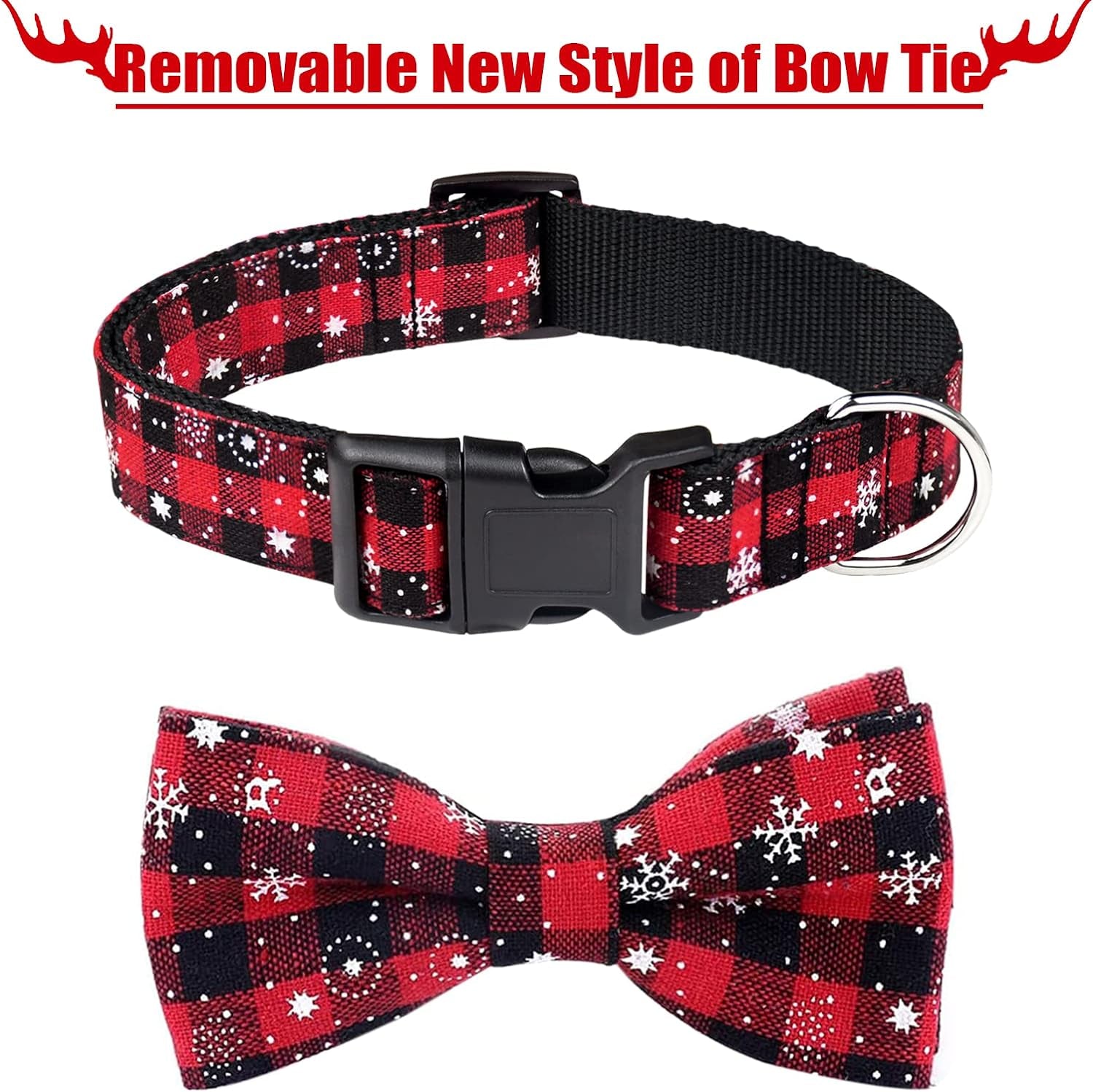 Whisker Bark Haven – 2-Pack Adjustable Dog Collars with Removable Bow Ties